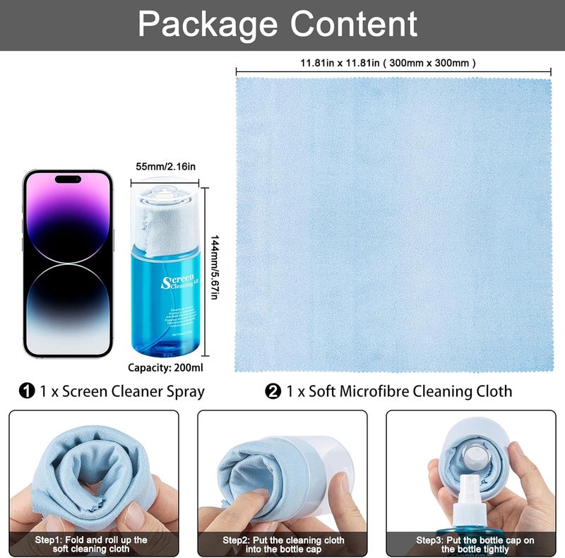 walrfid Car Screen Cleaner Spray, TV Computer Laptop Touchscreen Mist Cleaning Kit Wipe for CD Disc DVD VCD, Electronic Cell Phone iPad iPhone MacBook Pro Tablet Monitor LCD LED Flat Screens - Image 2